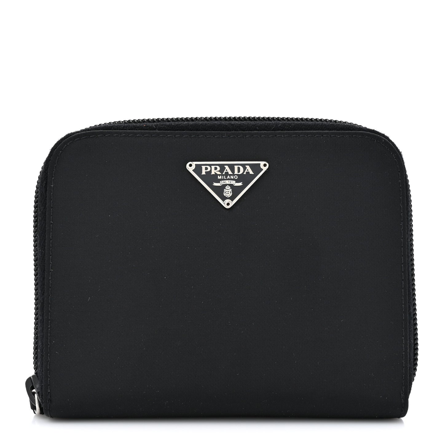 Tessuto Nylon Compact Zip Around Wallet Black