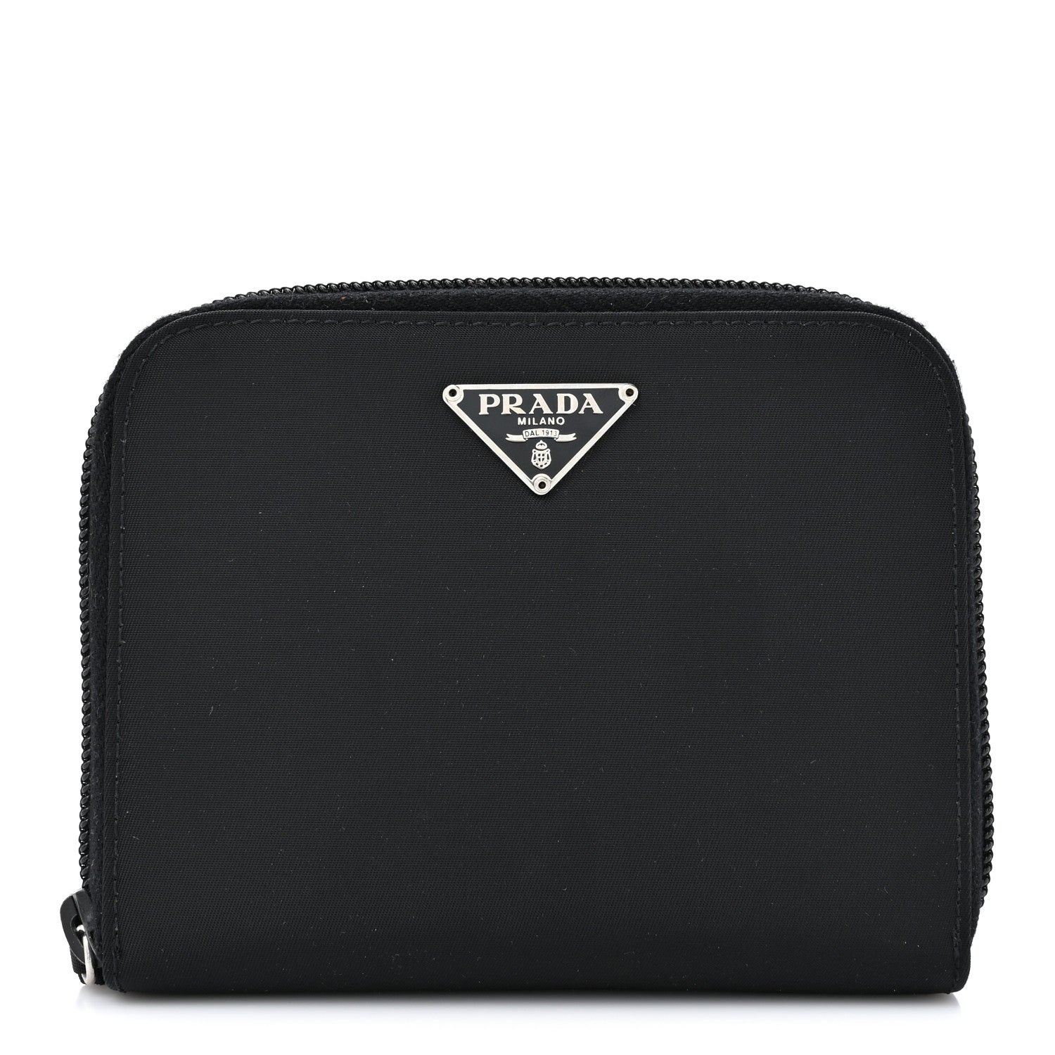 Prada Tessuto Nylon Compact Zip Around Wallet Black 1 of 8