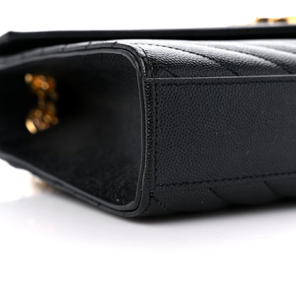 Saint Laurent Grain De Poudre Matelasse Chevron Medium Monogram Satchel Black 8 of 10