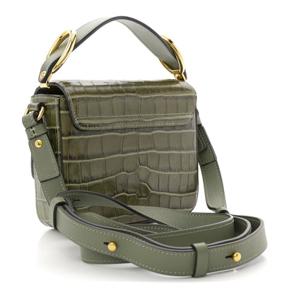 Chloe Calfskin Crocodile Embossed Mini C Double Carry Misty Forest 3 of 10