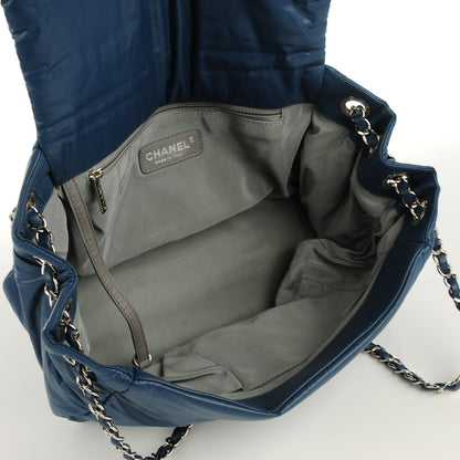 Chanel Nylon Quilted Tweed Stitch Bubble Flap Blue 6 of 8