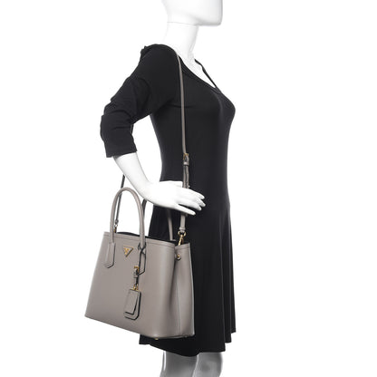 Prada Saffiano Cuir Medium Double Bag Argilla 2 of 9