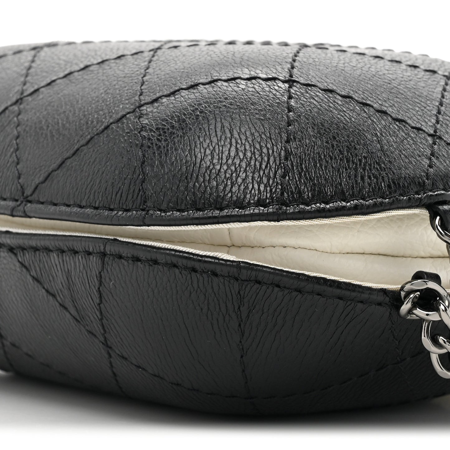 Aged Calfskin Quilted Small Gabrielle Bucket White Black