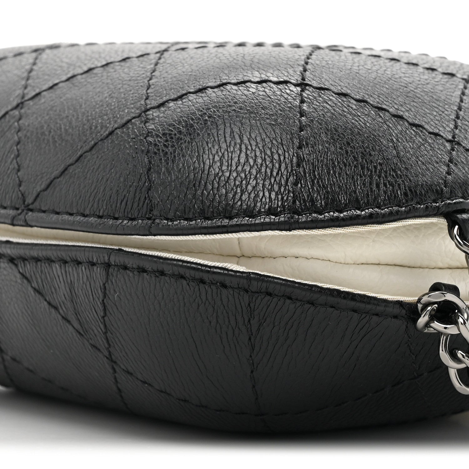 Chanel Aged Calfskin Quilted Small Gabrielle Bucket White Black 9 of 10