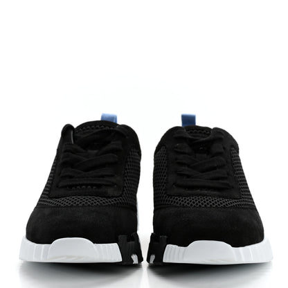 Hermes Air Mesh Suede Goatskin Bouncing Sneakers 37 Black Blue 2 of 8