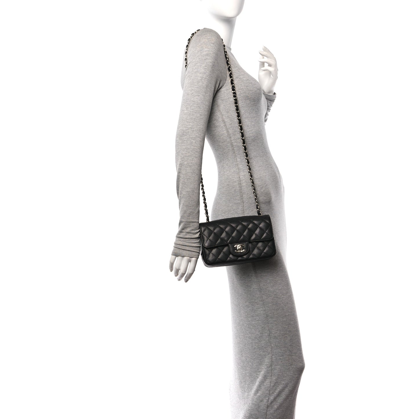 Caviar Quilted Mini Rectangular Flap Black