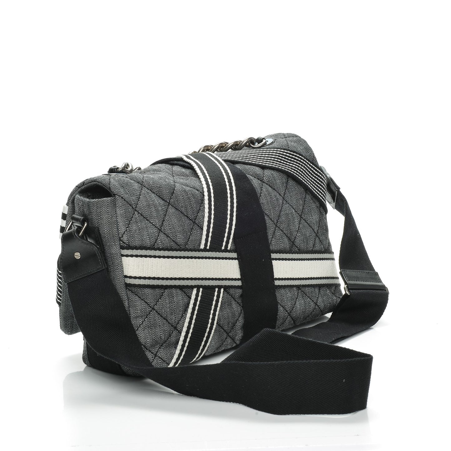 Denim Quilted Messenger Bag Black