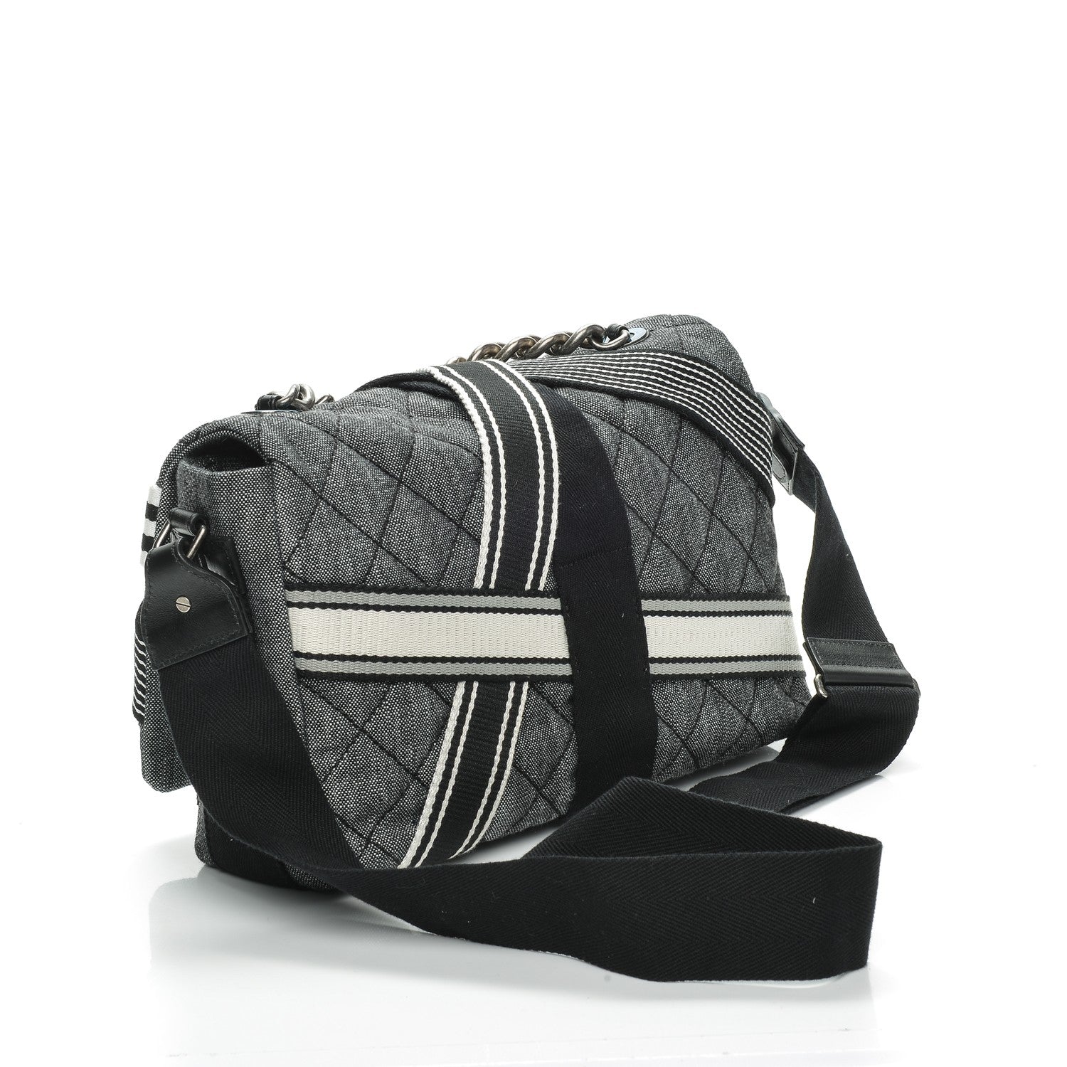 Chanel Denim Quilted Messenger Bag Black 3 of 7
