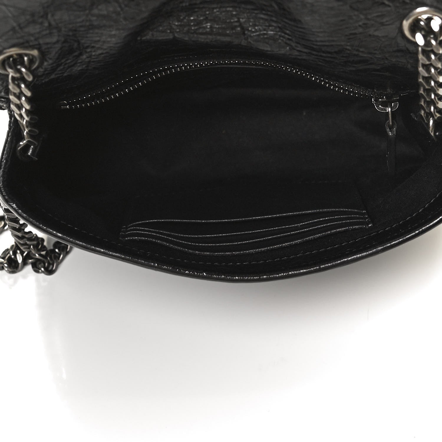 Saint Laurent Crinkled Calfskin Matelasse Monogram Niki Chain Wallet Black 5 of 11