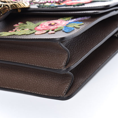 Gucci Calfskin Web Owl Embroidered Medium Dionysus Shoulder Bag New Acero Multicolor 9 of 13