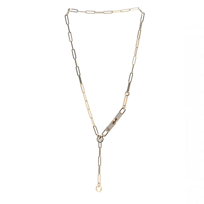 Hermes 18K Yellow Gold Diamond Pave PM Kelly Chaine Lariat Necklace ST 3 of 5