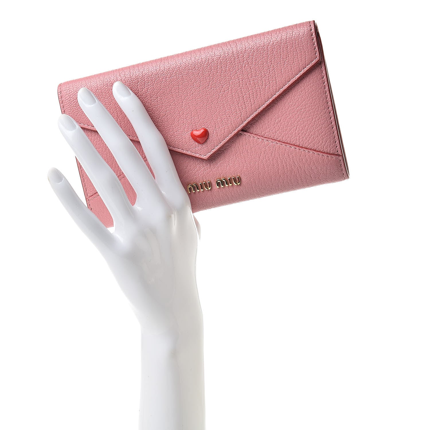 Miu Miu Goatskin Madras Love Envelope Wallet Rosa 516121