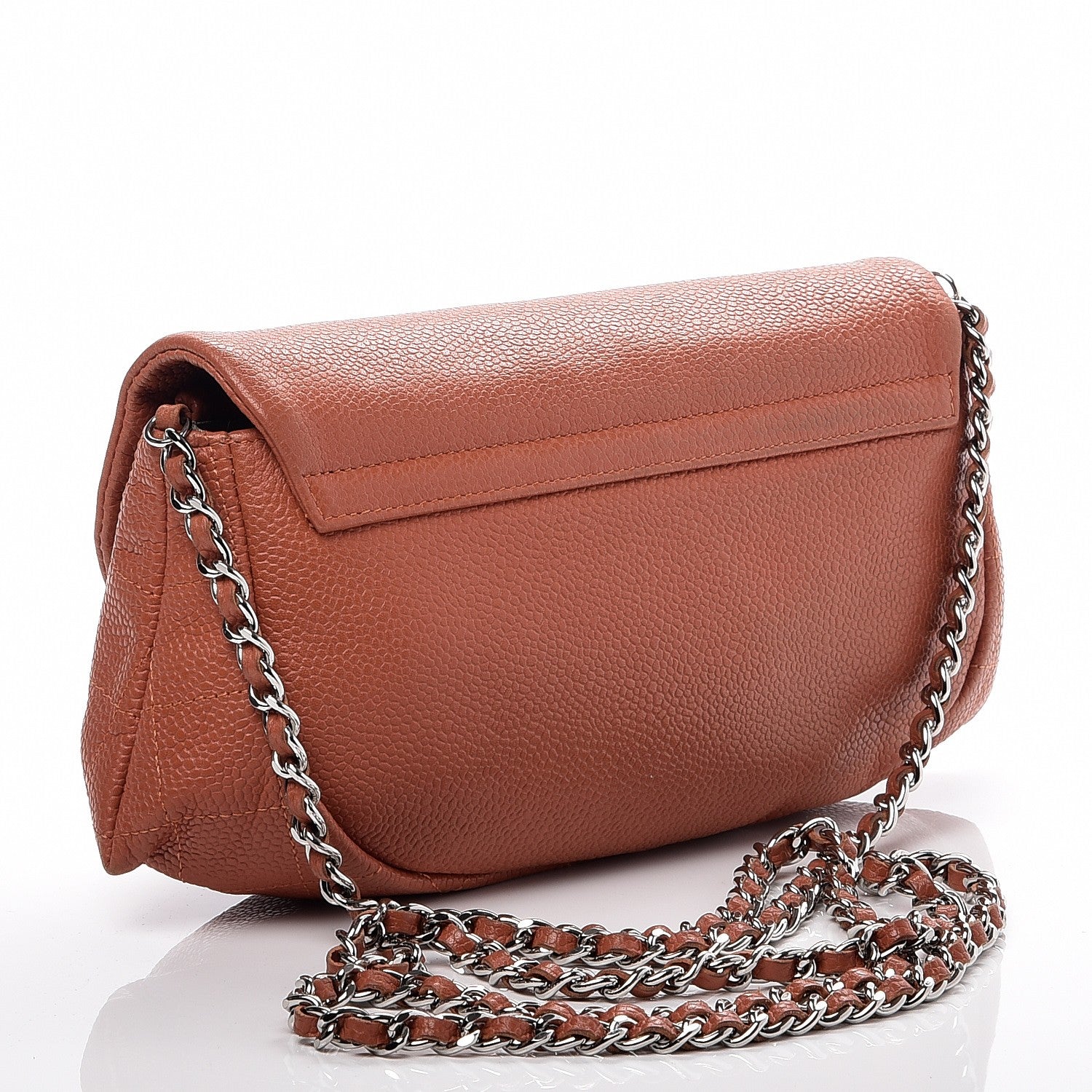 Chanel Caviar Half Moon Wallet On Chain WOC Light Red 3 of 13