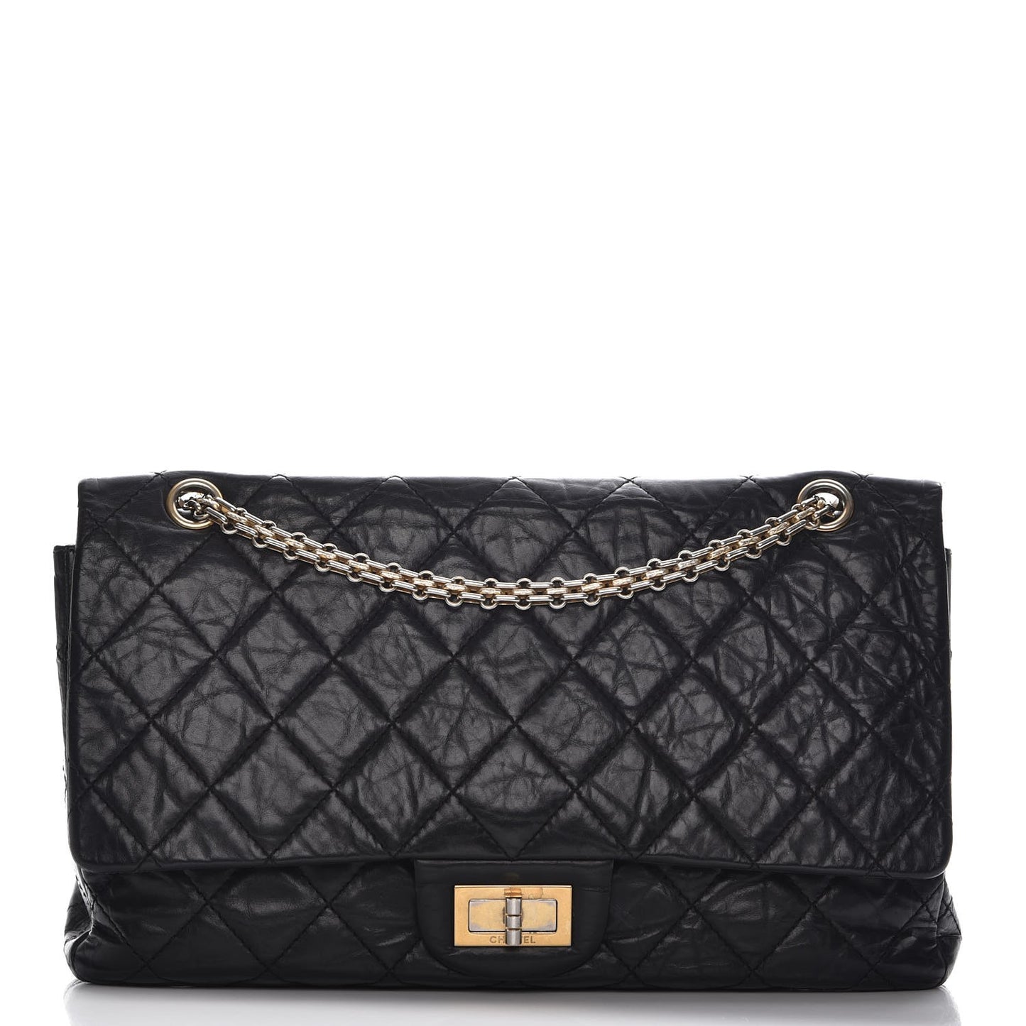 Aged Calfskin Quilted 2.55 Reissue 227 Flap Black