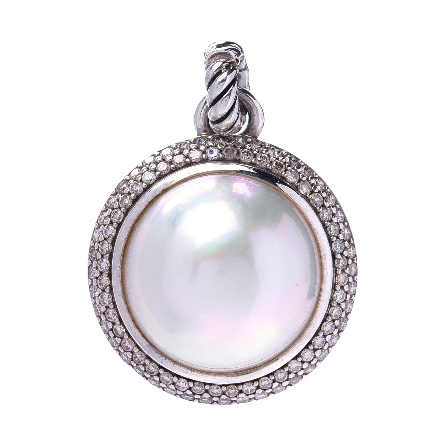 David Yurman Sterling Silver Diamond Freshwater Pearl Midnight Melange Pendant 1 of 4