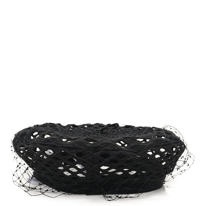 Christian Dior Mesh Arty Veil Beret 58 Black 6 of 8