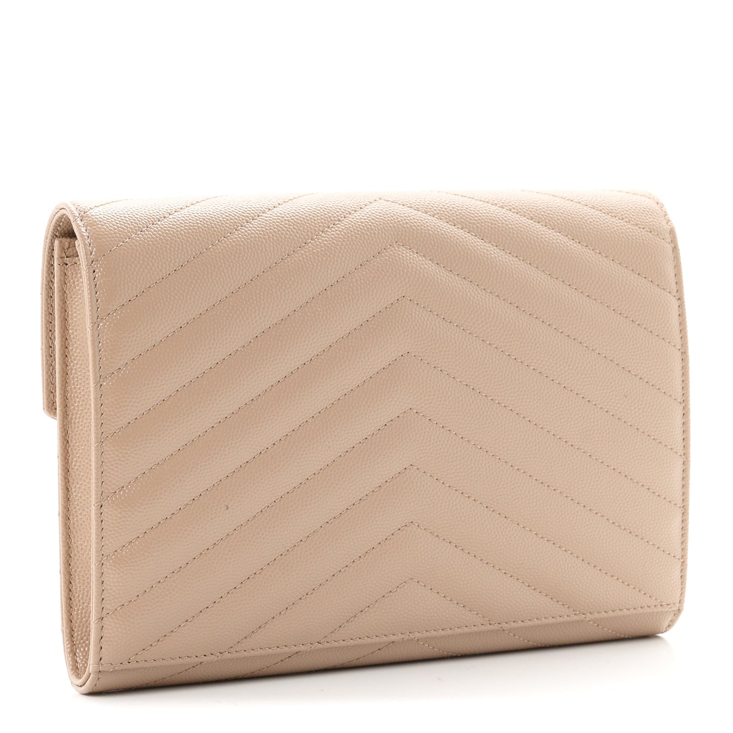Grain De Poudre Matelasse Chevron Monogram Envelope Clutch Dark Beige
