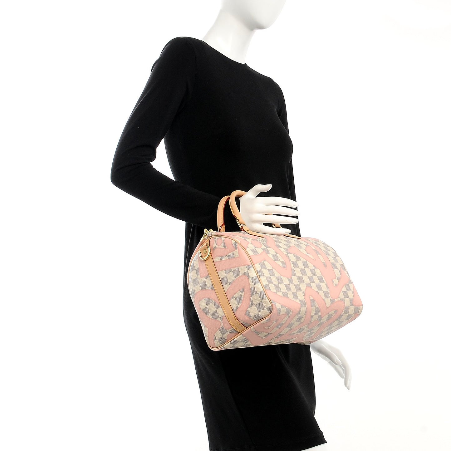 Damier Azur Tahitienne Speedy Bandouliere 30 Rose Ballerine