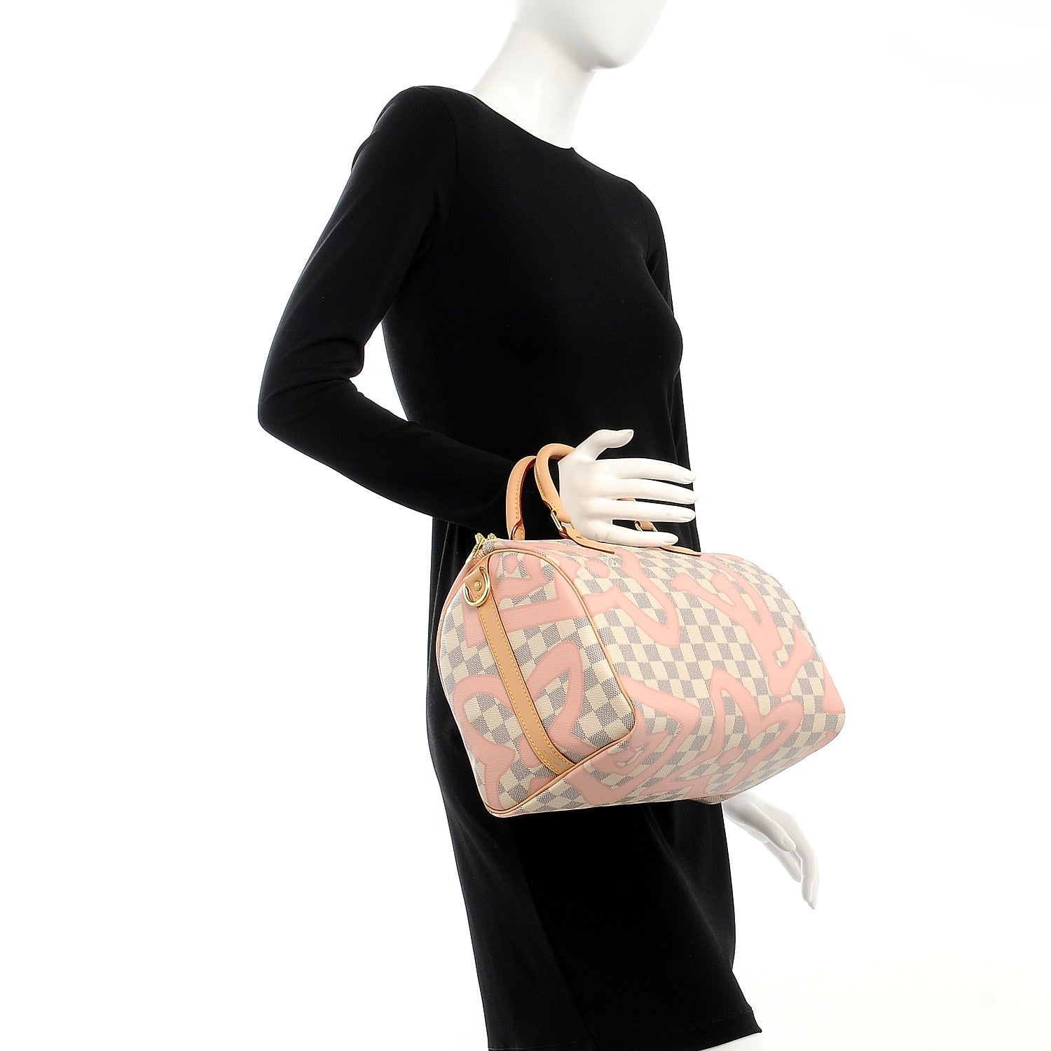 Louis Vuitton Damier Azur Tahitienne Speedy Bandouliere 30 Rose Ballerine 2 of 8