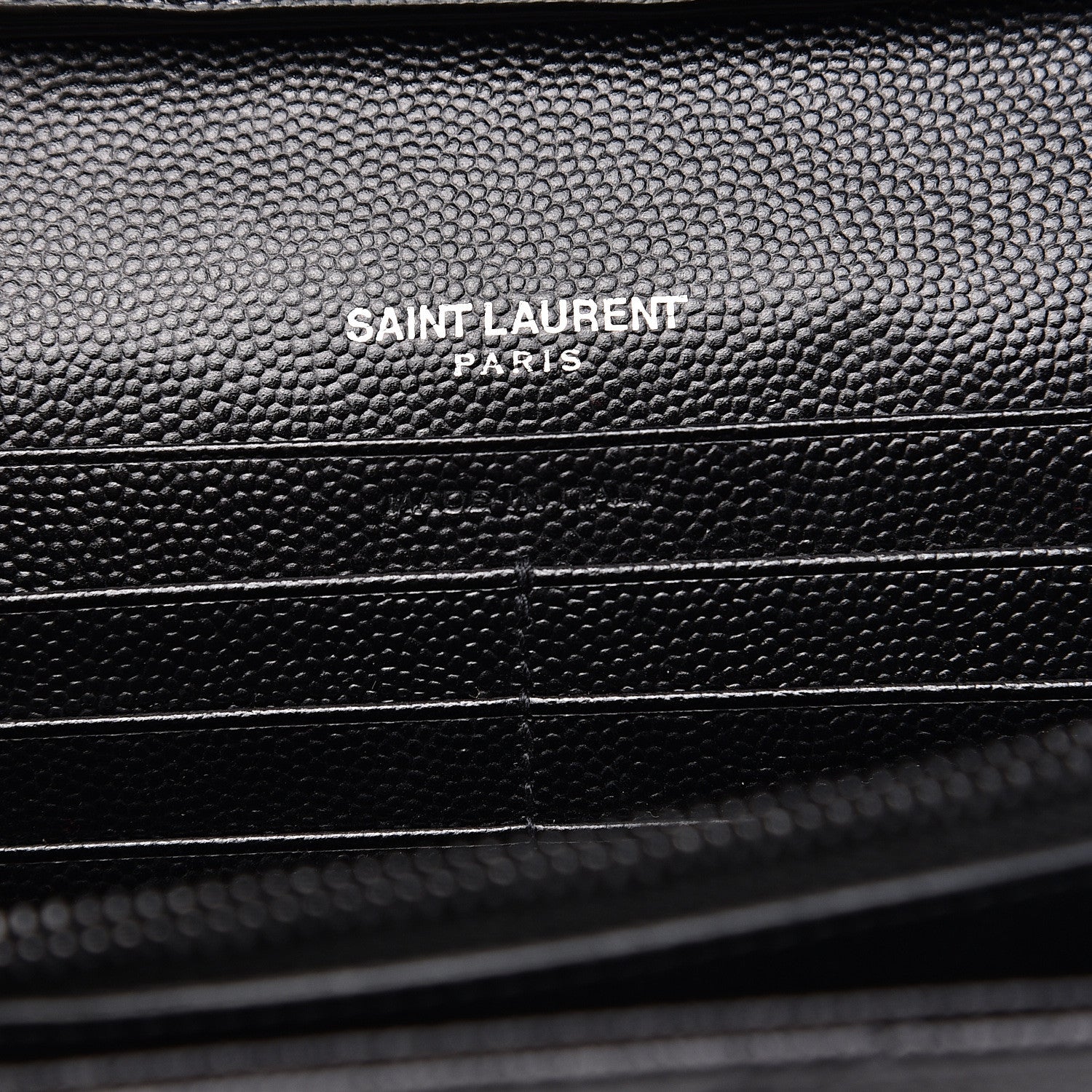 Saint Laurent Grain De Poudre Matelasse Chevron Monogram Chain Wallet Black 6 of 8