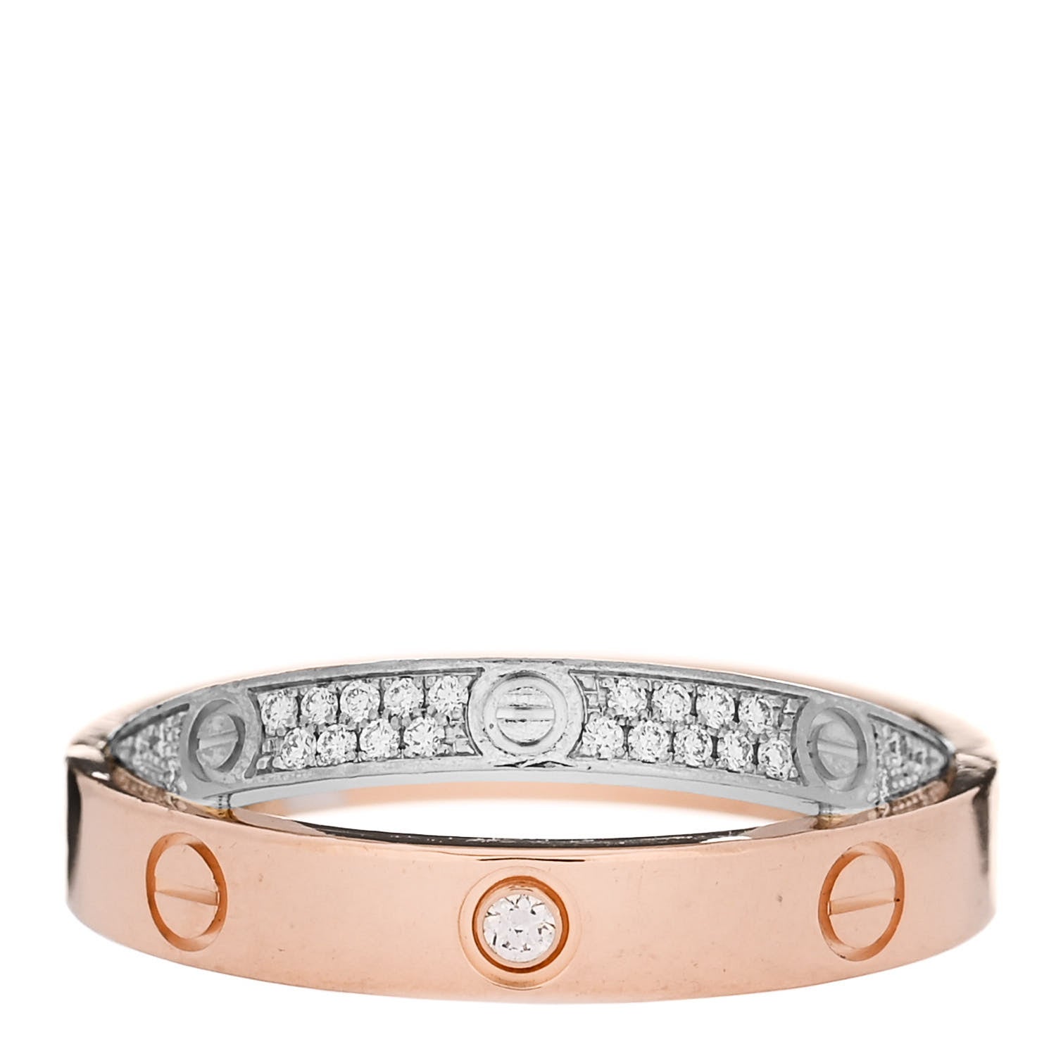 Cartier 18K Pink White Gold Diamond LOVE Pave Ring 52 6 1 of 6