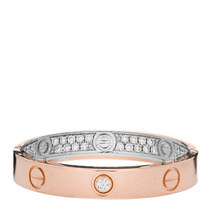 Cartier 18K Pink White Gold Diamond LOVE Pave Ring 52 6 1 of 6