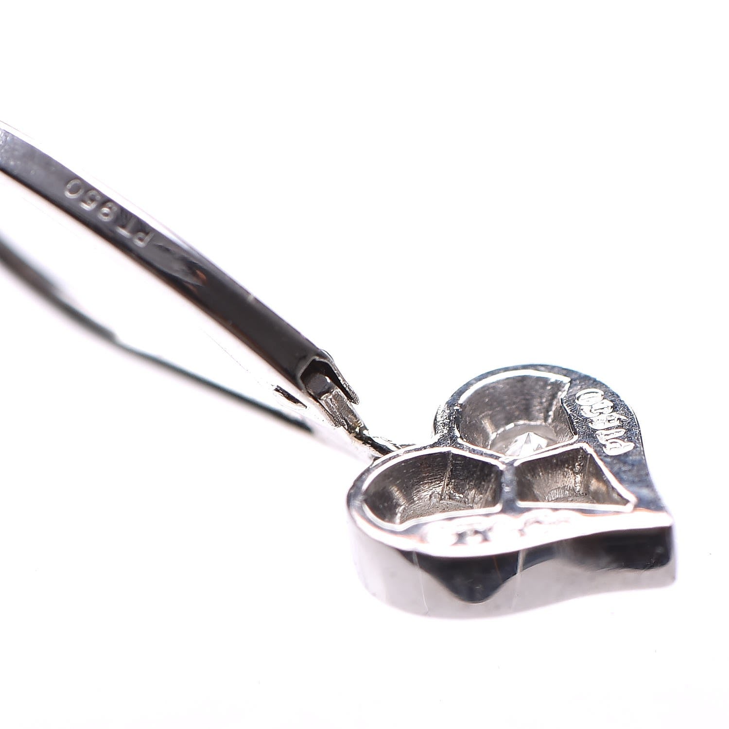 Tiffany Platinum Diamond Heart Drop Earrings 3 of 6