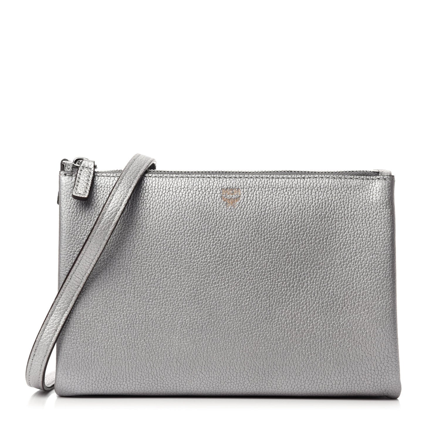 Grained Calfskin Milla Double Crossbody Bag Spike Silver