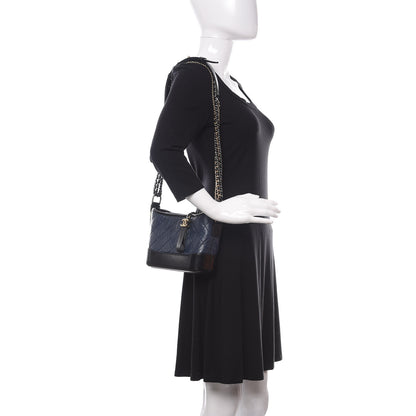 Chanel Aged Calfskin Quilted Small Gabrielle Hobo Navy Black 2 of 11