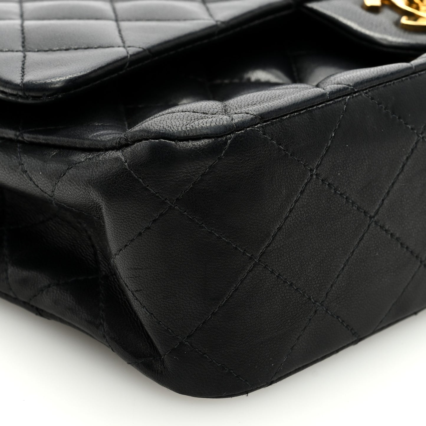 Lambskin Quilted Medium Double Flap Black
