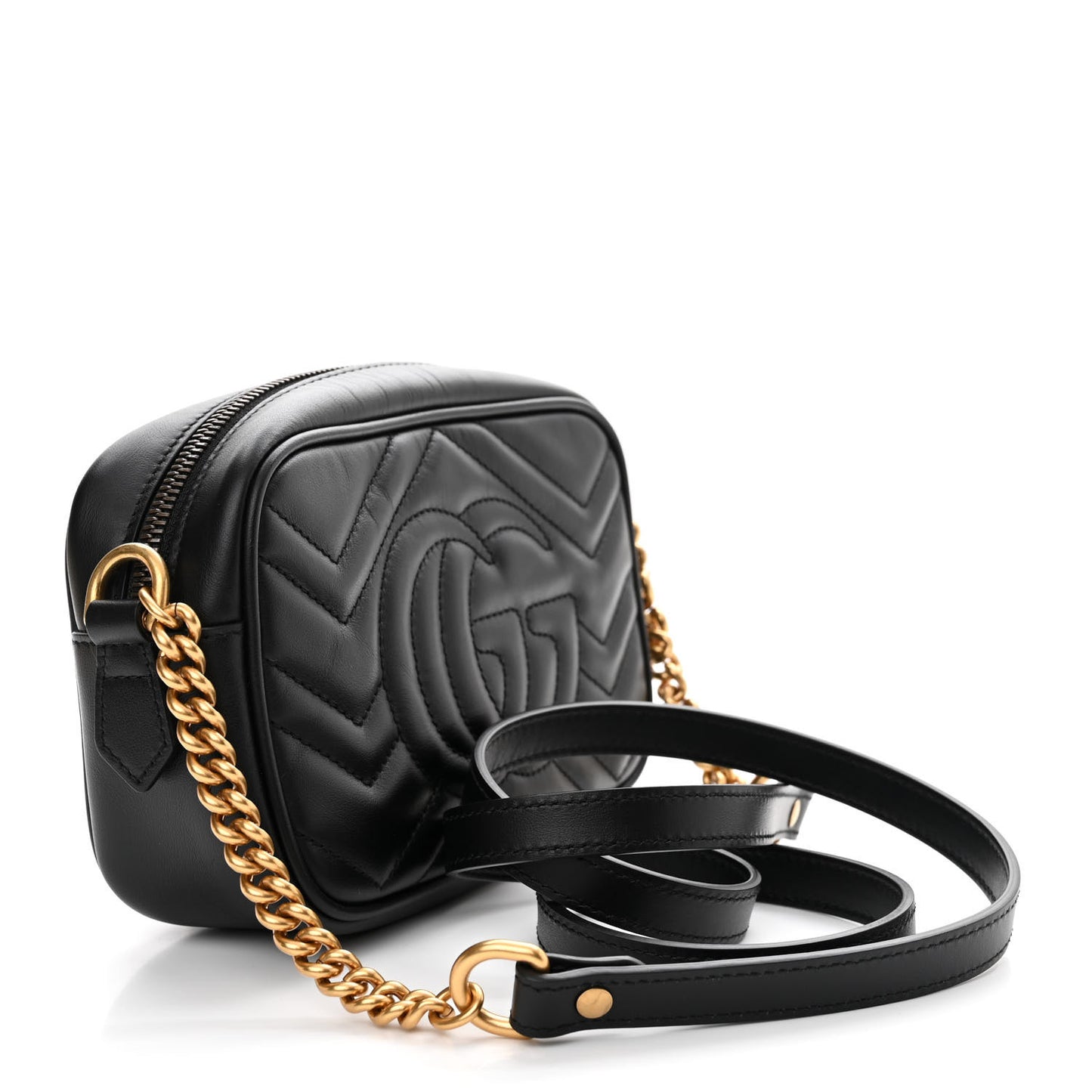Calfskin Matelasse Mini GG Marmont Chain Shoulder Bag Black