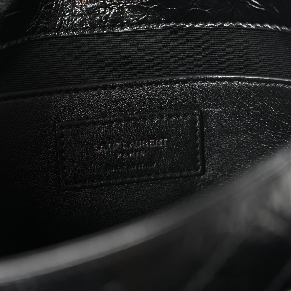 Saint Laurent Crinkled Calfskin Matelasse Monogram Baby Niki Chain Satchel Black 6 of 11
