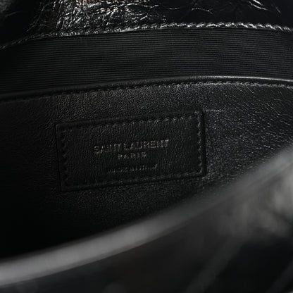 Saint Laurent Crinkled Calfskin Matelasse Monogram Baby Niki Chain Satchel Black 6 of 11