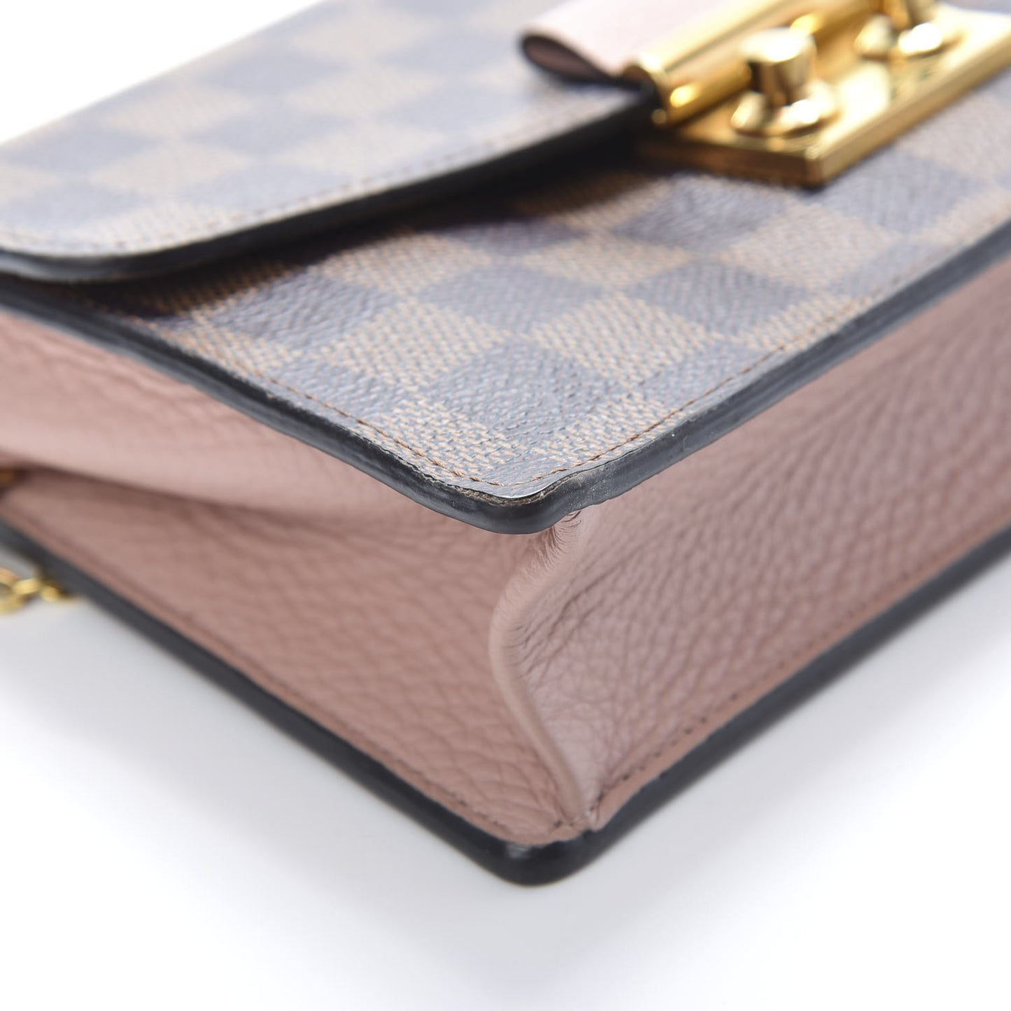 Damier Ebene Croisette Chain Wallet Magnolia