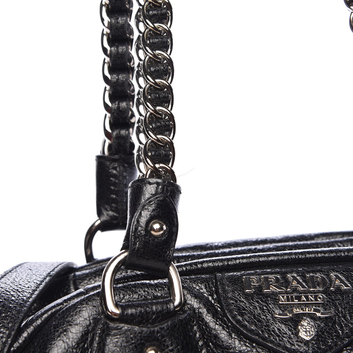Prada Cervo Lux Chain Shoulder Bag Black 10 of 14