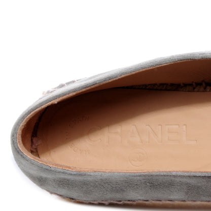 Chanel Suede Lambskin Espadrilles Grey Black 37 5 of 6