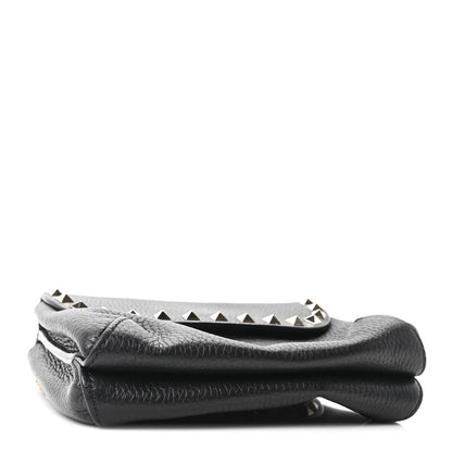 Valentino Garavani Pebbled Calfskin Rockstud Double Pocket Chain Crossbody Black 4 of 9