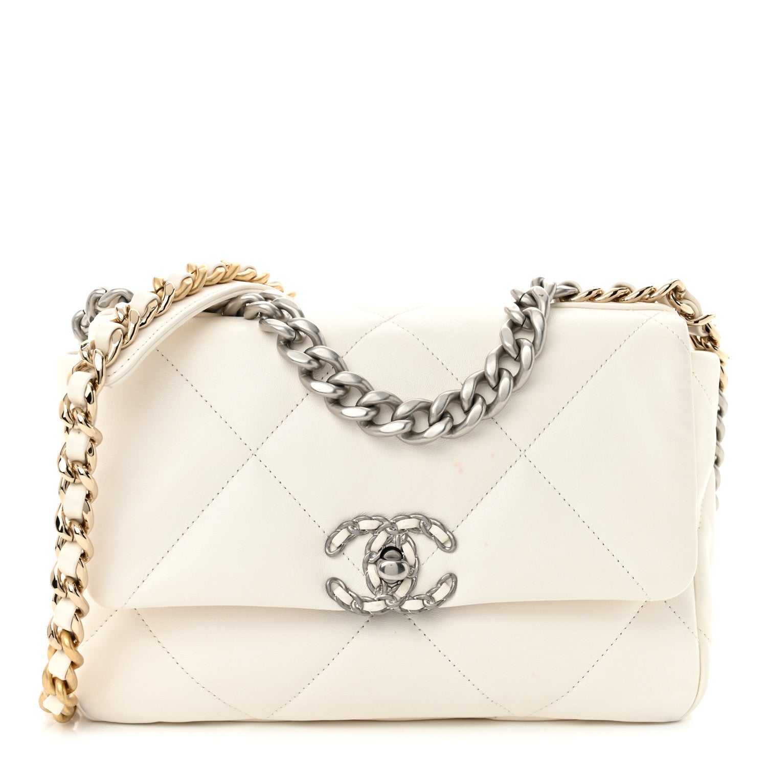 Chanel Lambskin Quilted Medium Chanel 19 Flap White 1 of 11
