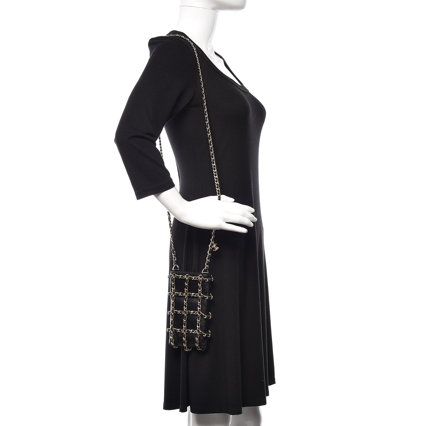 Lambskin Tech Me Out Clutch With Chain Black