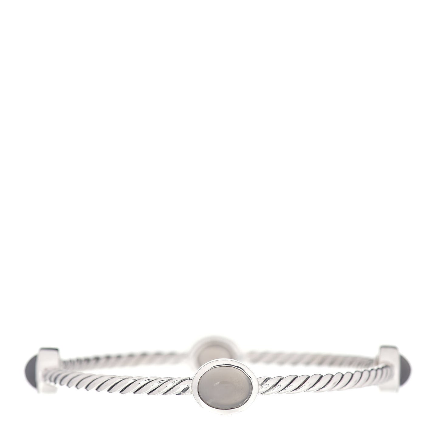 Sterling Silver Moonstone 3mm 4 Station Bangle Bracelet