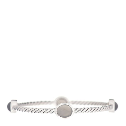David Yurman Sterling Silver Moonstone 3mm 4 Station Bangle Bracelet 1 of 4