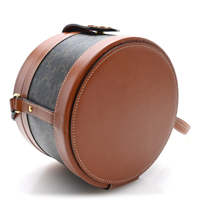 Celine Calfskin Triomphe Canvas Medium Tambour Bag Tan Tan 4 of 10