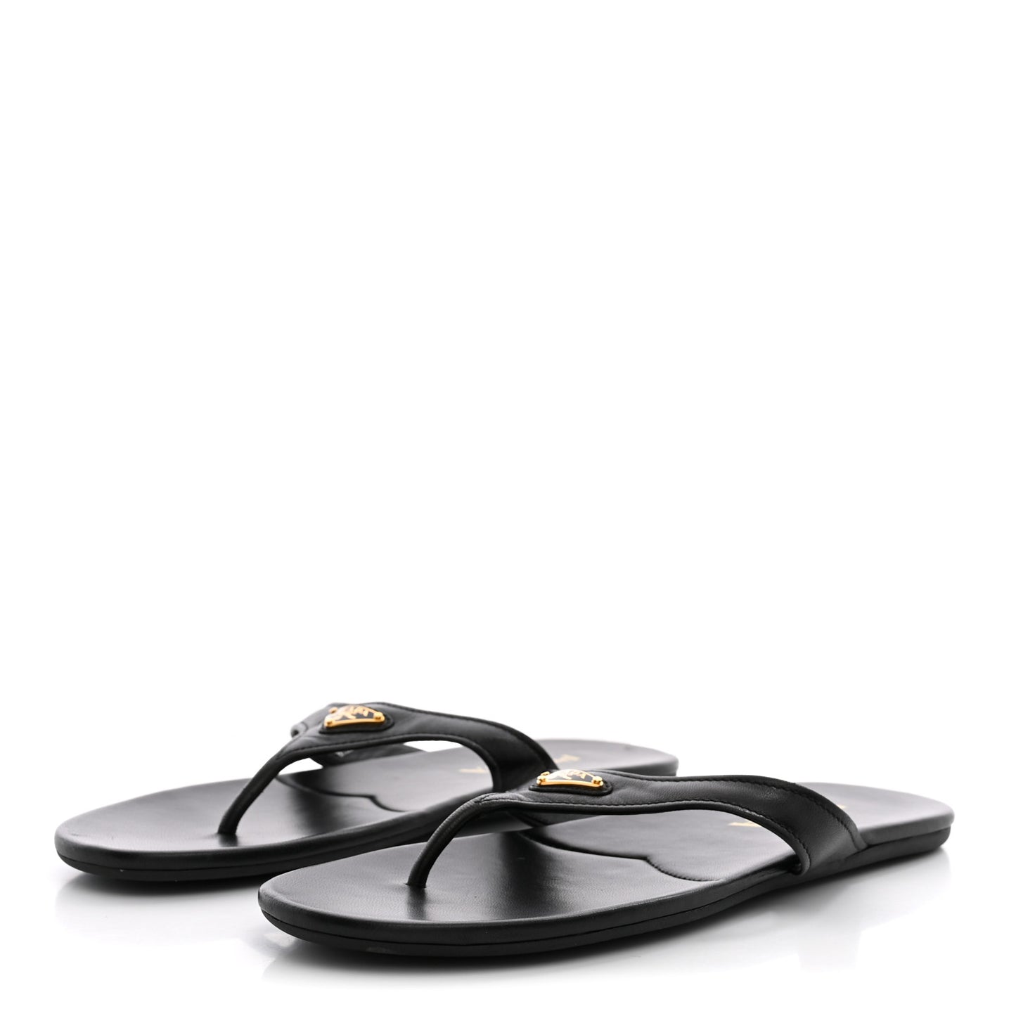 Lambskin Logo Thong Sandals 39 Black