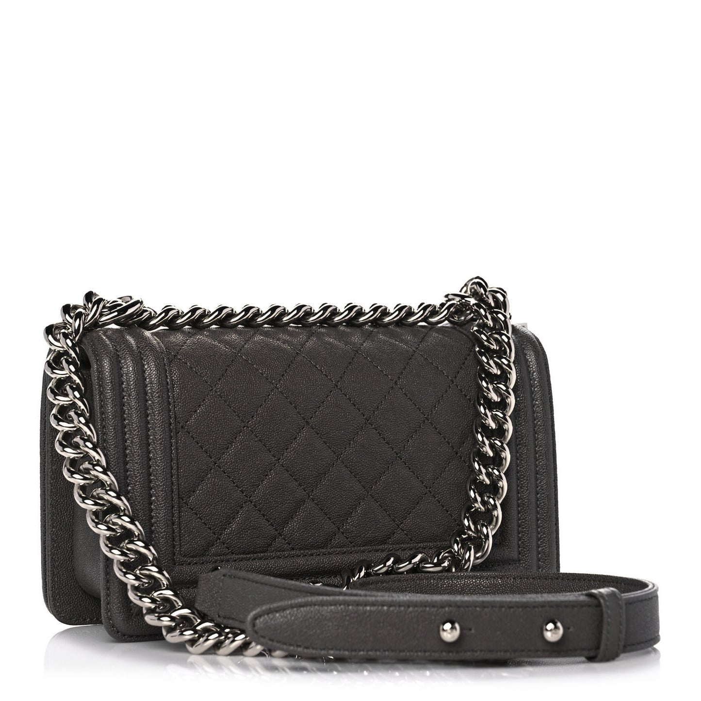 Caviar Quilted Small Boy Flap Grey