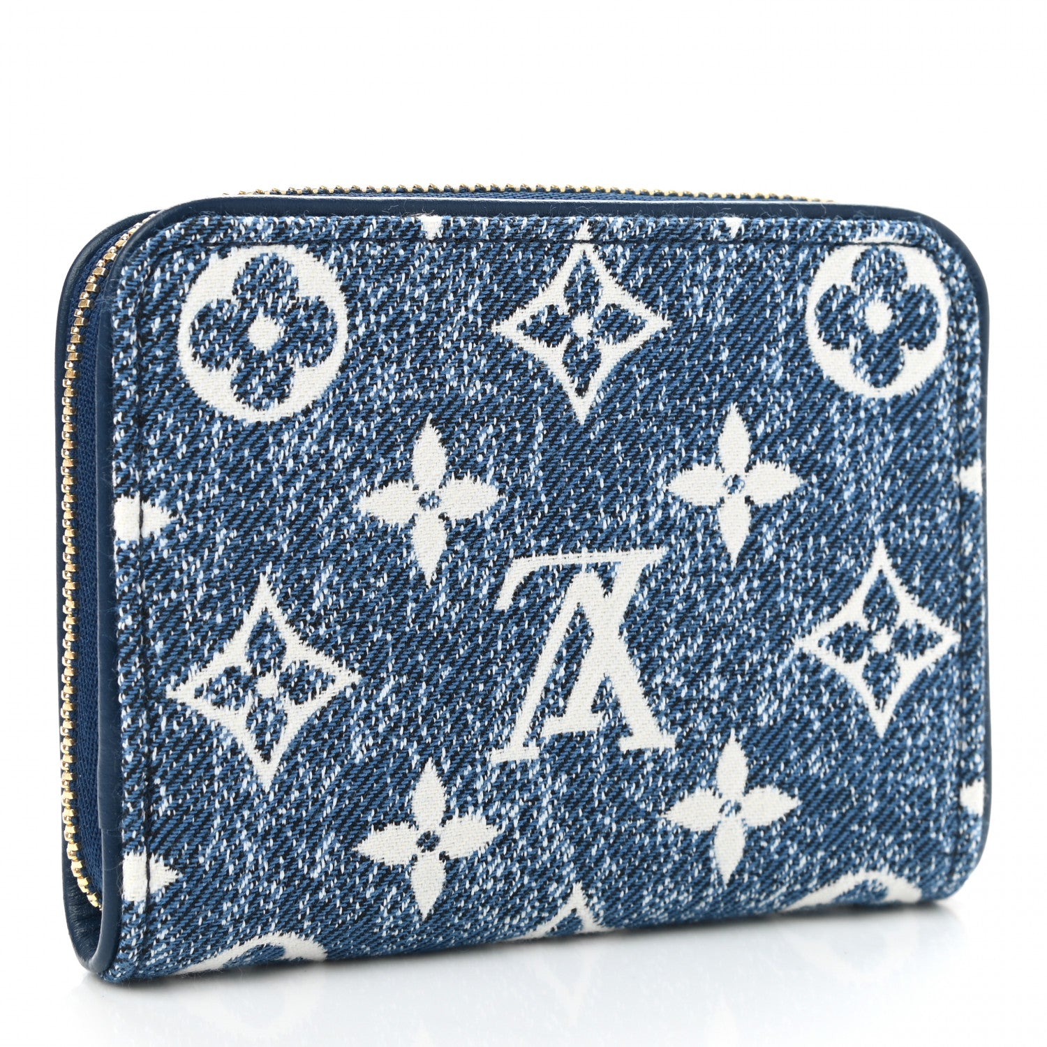 Louis Vuitton Denim Monogram Jacquard Zippy Coin Purse Bleu 3 of 7