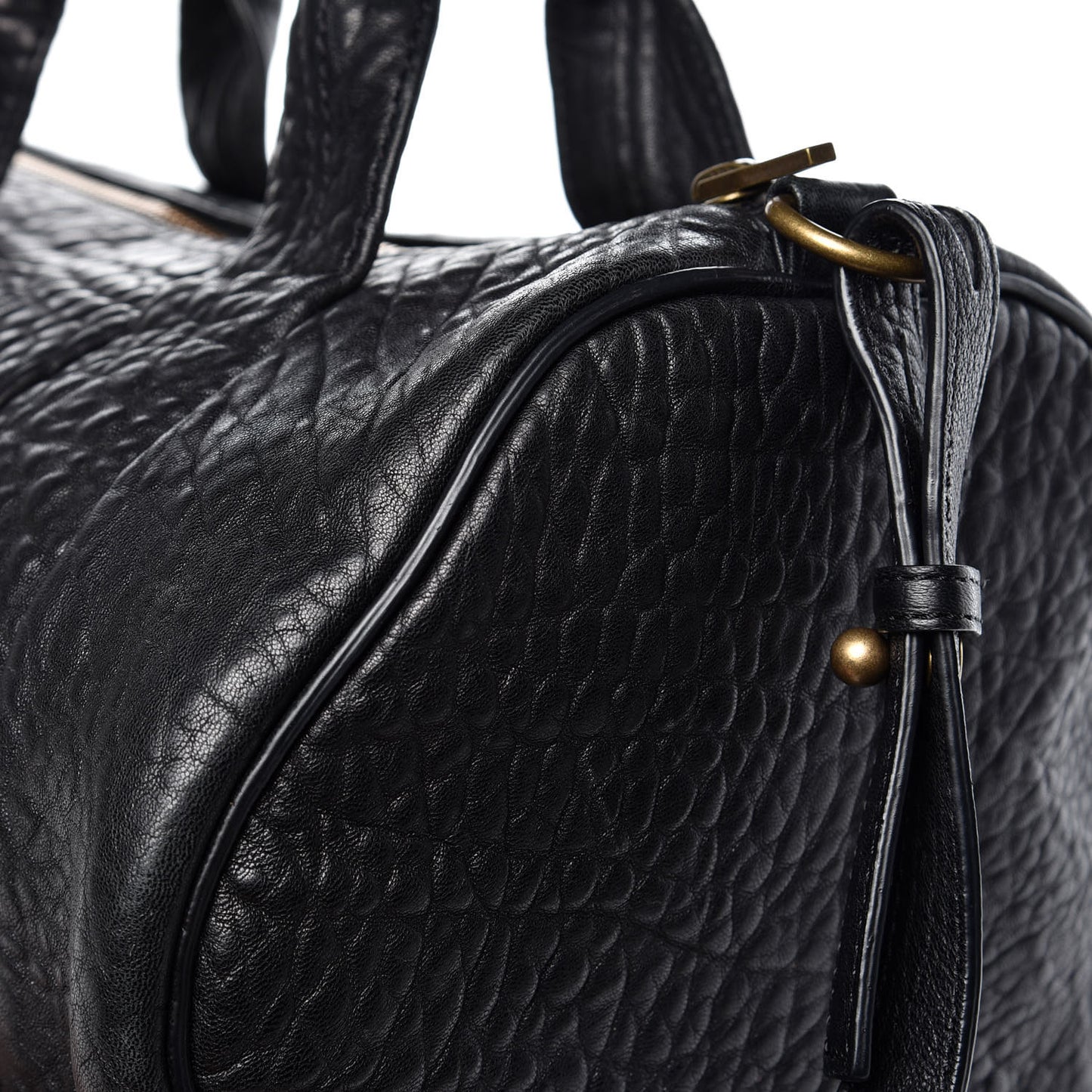 Pebbled Lambskin Rocco Black Antique Brass Hardware