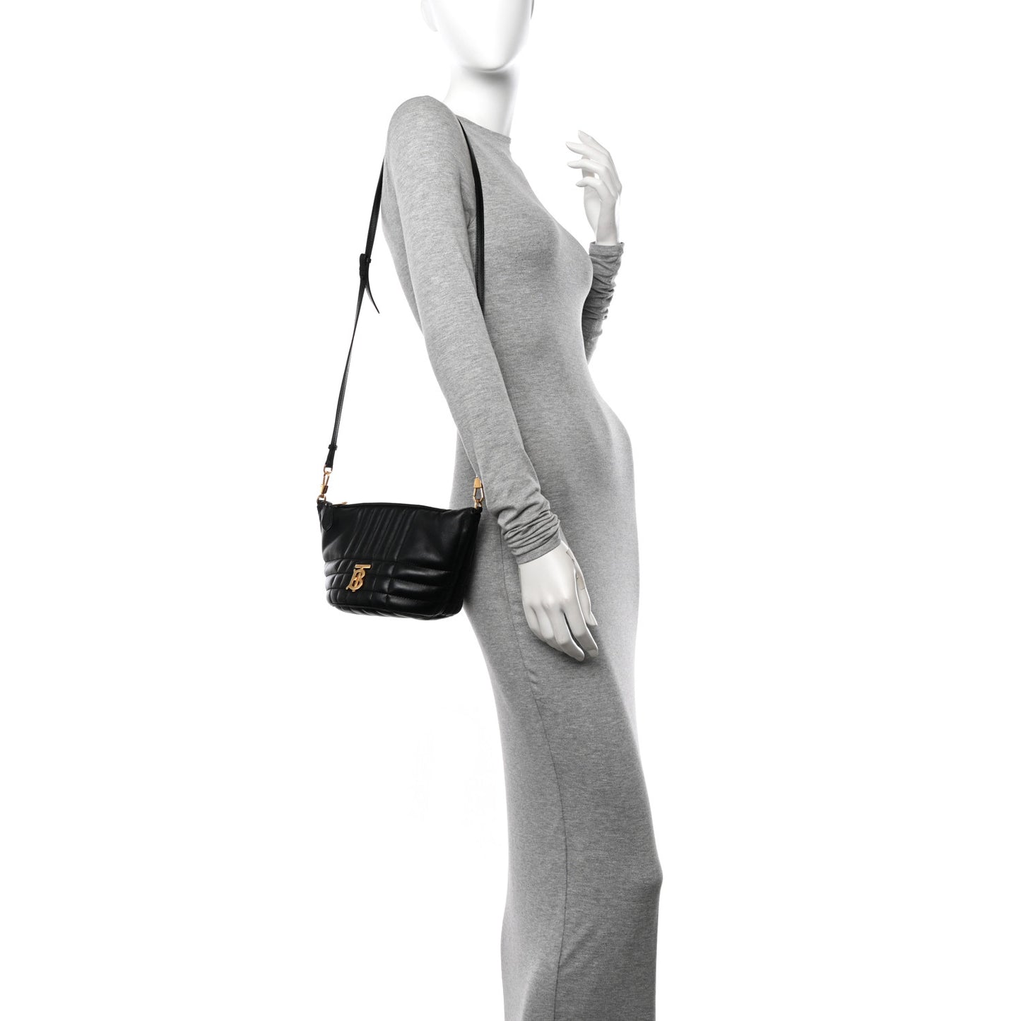 Lambskin Quilted Small Crescent Lola Bag Black