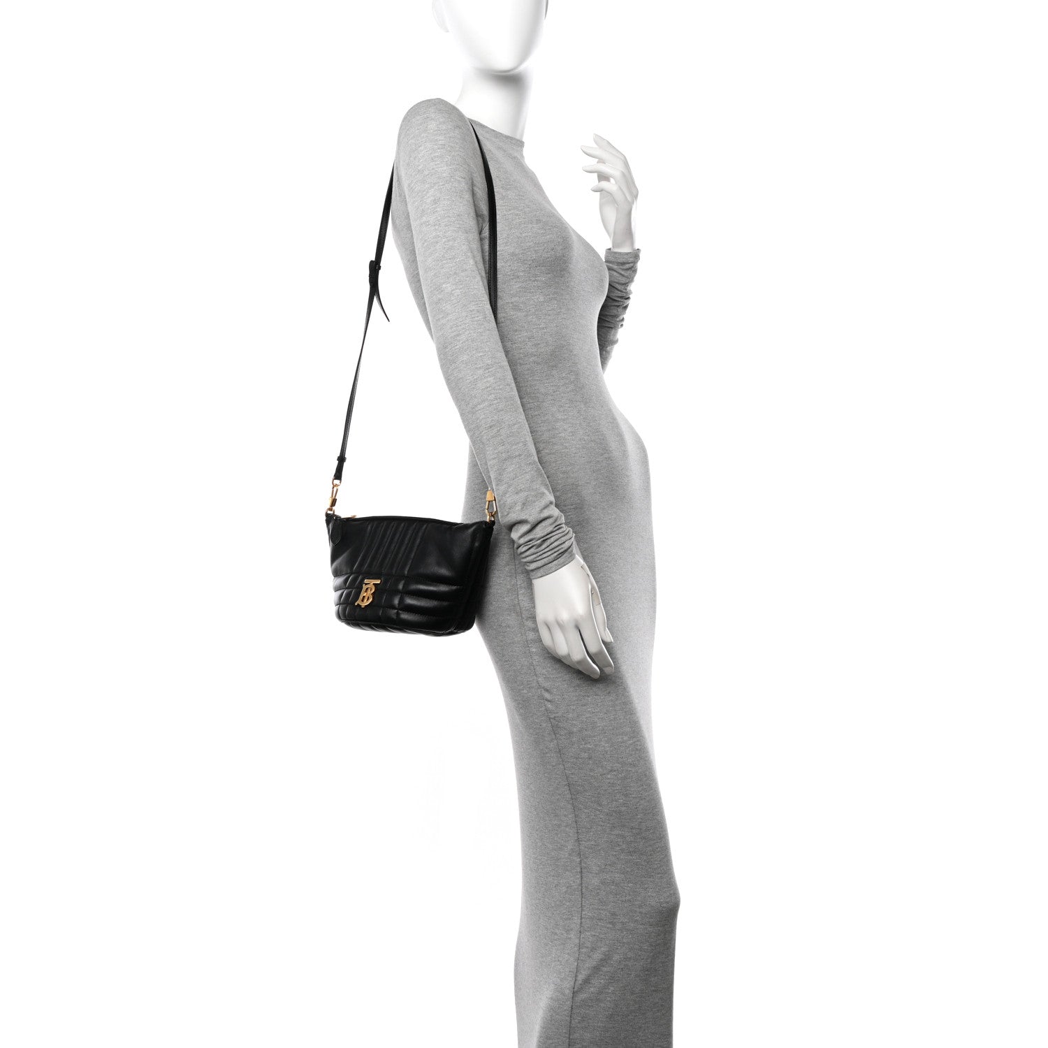 Burberry Lambskin Quilted Small Crescent Lola Bag Black 2 of 11