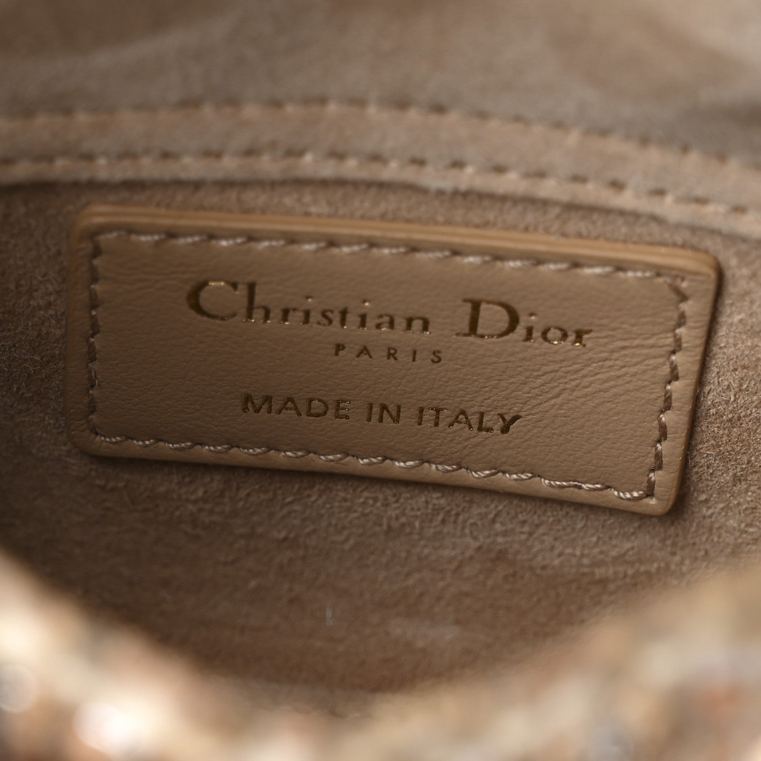 Christian Dior Lambskin Cannage Beaded Crystal Embroidered Micro Lady Dior Beige 6 of 11