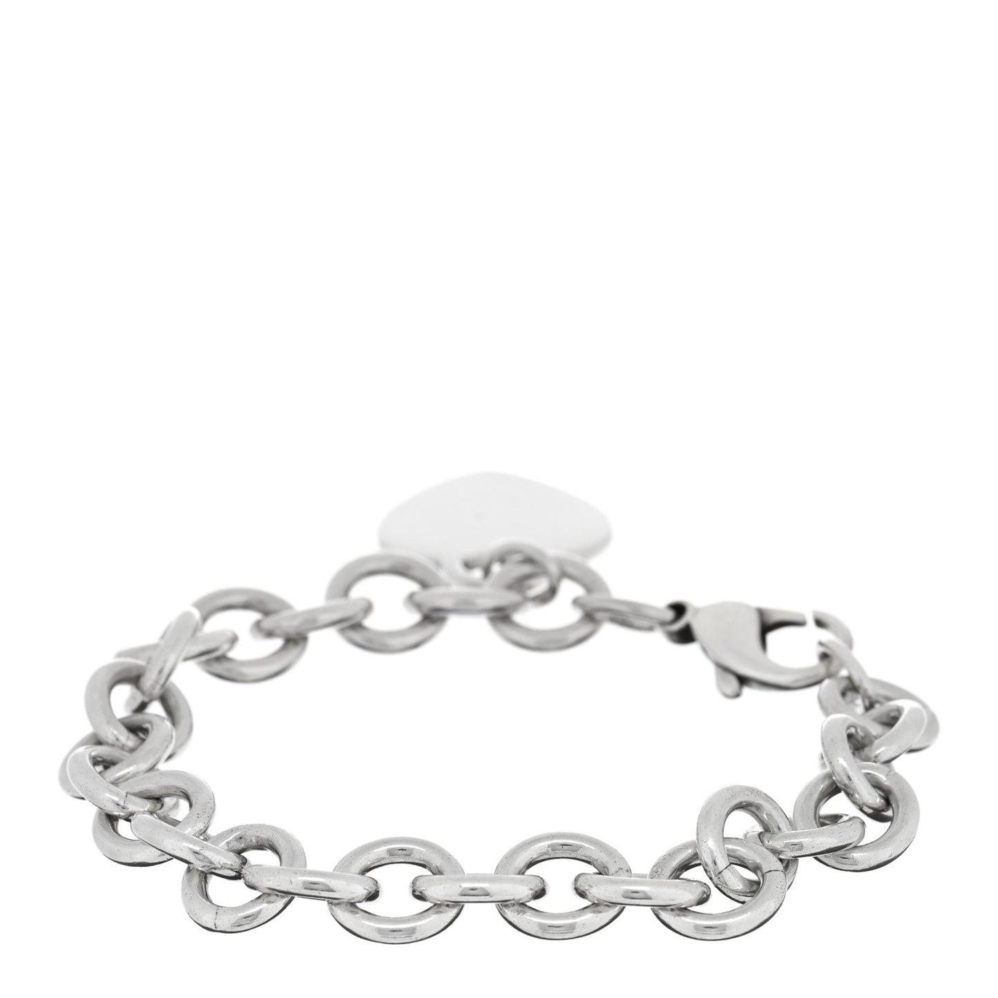 Sterling Silver Heart Tag Charm Bracelet